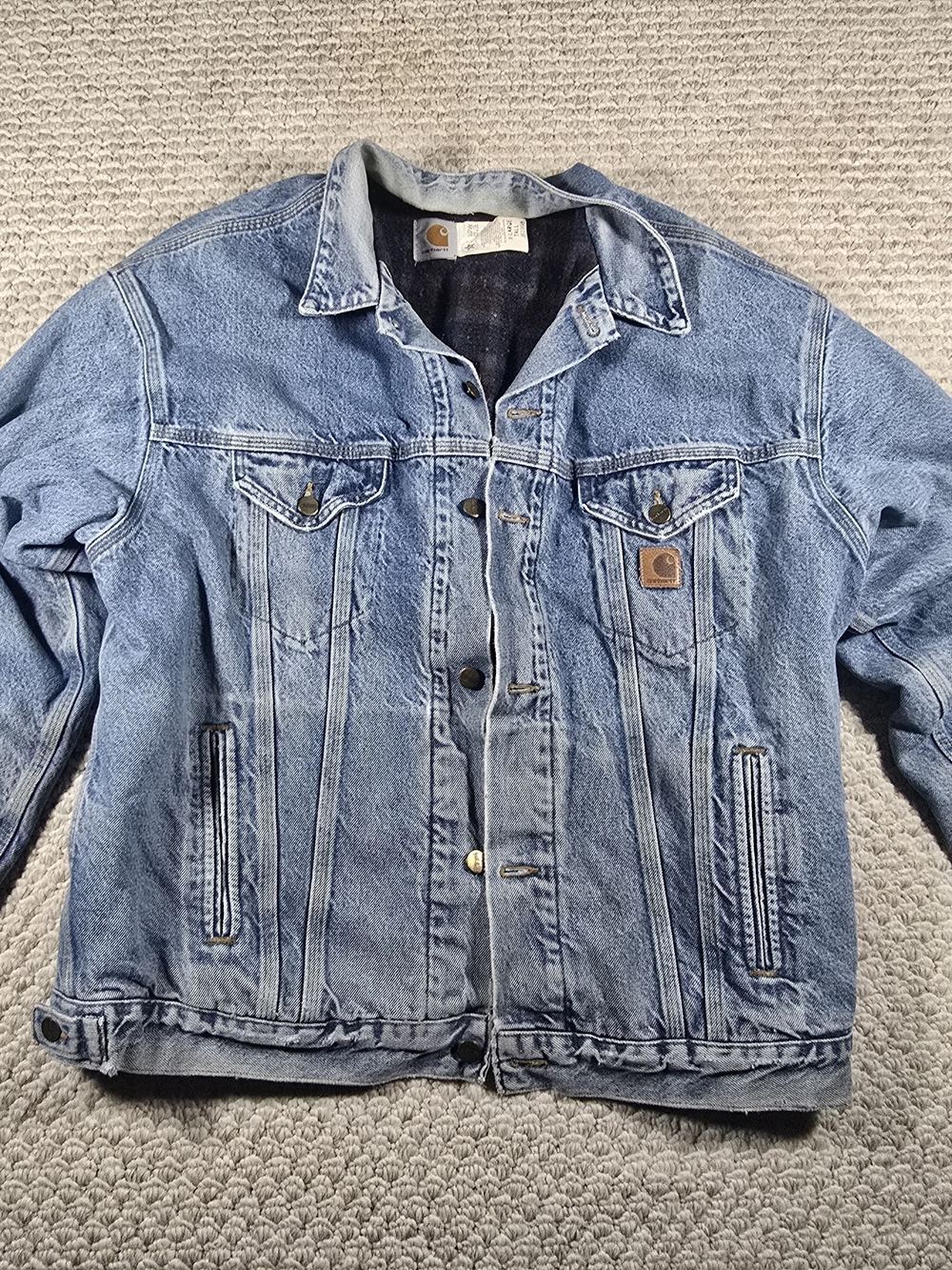 Vintage Carhartt JB1998 Felt Lined Denim Jacket with Button Front